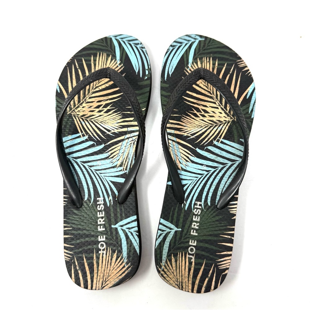 JOE FRESH palm tree flip flops, size 6